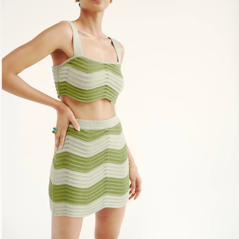 Reformation Yara Knot Two Piece Crop Top Skirt Set